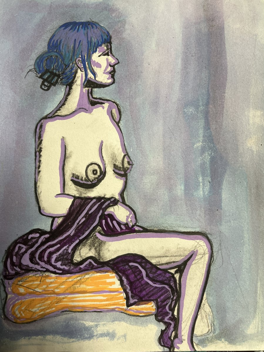 Blue haired nude